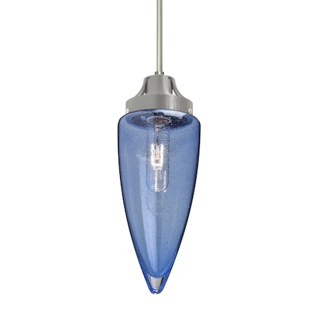 Besa Lighting Sulu Cord Pendant, Blue Bubble, Satin Nickel Finish, 1x60W Incandescent 1JT-SULUBL-SN